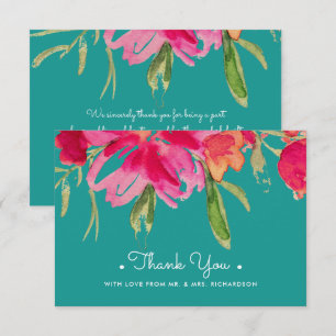 Turquoise Fuchsia Floral Vielen Dank für Ihre Hoch Einladung