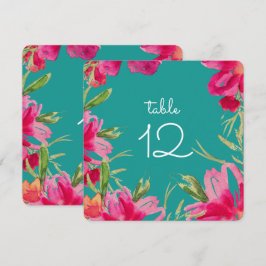 Turquoise Fuchsia Tischnummer Cards