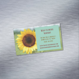 Turquoise Gardener Landscaper Florist Sonnenblume Magnetische Visitenkarte