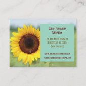 Turquoise Gardener Landscaper Florist Sonnenblume Visitenkarte (Vorderseite)