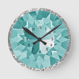 Turquoise Gem Runde Wanduhr