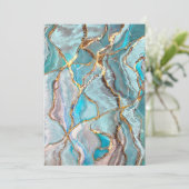 Turquoise Geode Kintsugi Einladung (Stehend Vorderseite)