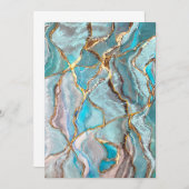 Turquoise Geode Kintsugi Einladung (Vorne/Hinten)