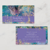 Turquoise Geode Marble & Gold Foil Visitenkarte (Vorne/Hinten)
