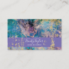 Turquoise Geode Marble & Gold Foil Visitenkarte