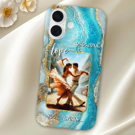 Turquoise Geode Wedding Dance Photo Phone Case