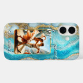 Turquoise Geode Wedding Dance Photo Phone Case (Rückseite (Horizontal))