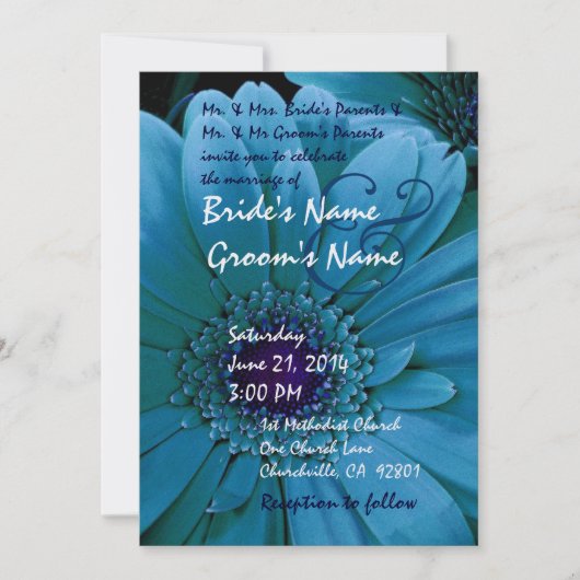 TURQUOISE Gerbera Daisy Hochzeit Einladung (Vorderseite)