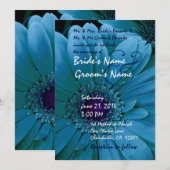 TURQUOISE Gerbera Daisy Hochzeit Einladung (Vorne/Hinten)