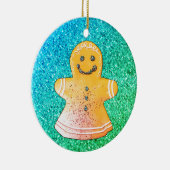 Turquoise Gingerbread Keramik Ornament (Rechts)