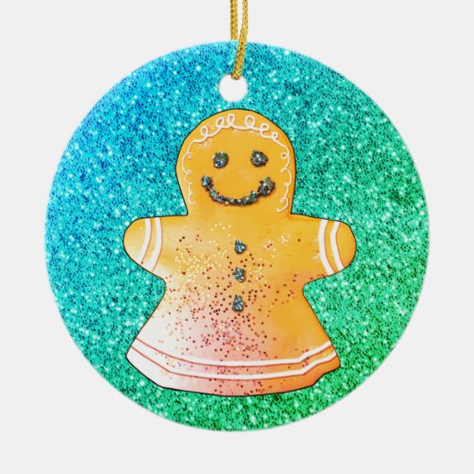 Turquoise Gingerbread Keramik Ornament (Vorne)