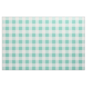 Turquoise Gingham Pattern Fabric Stoff