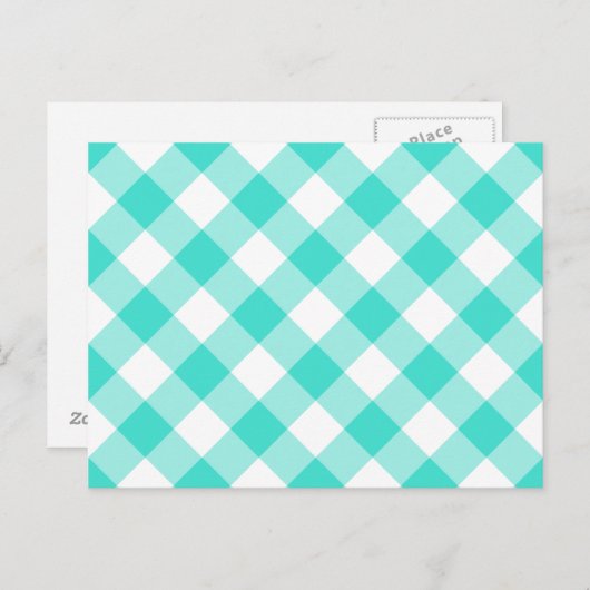 Turquoise Gingham Pattern Postkarte (Vorne/Hinten)