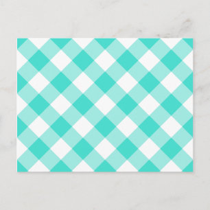 Turquoise Gingham Pattern Postkarte