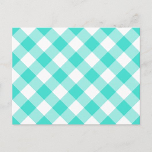Turquoise Gingham Pattern Postkarte (Vorderseite)