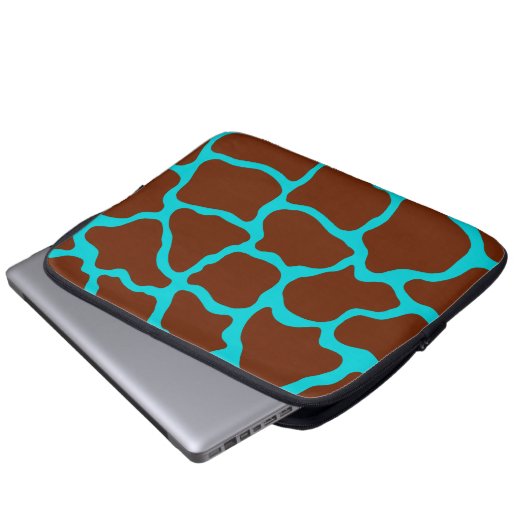 Turquoise Giraffe Print Laptop Sleeve (Vorne Knopf)