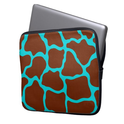 Turquoise Giraffe Print Laptop Sleeve (Vorderseite Links)