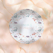 Turquoise Girl Dinosaur Birthday Party Pappteller