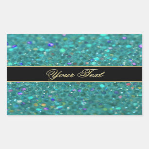 Turquoise Glitter Glam Rechteckiger Aufkleber