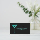 Turquoise Glitzer Event Barkeeper Business Card Visitenkarte (Stehend Vorderseite)