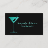 Turquoise Glitzer Event Barkeeper Business Card Visitenkarte (Vorderseite)