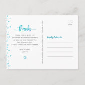 Turquoise Glitzer Skript Abschluss Marine danke Postkarte (Rückseite)
