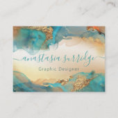 Turquoise Gold Abstract Watercolor Visitenkarte (Vorderseite)