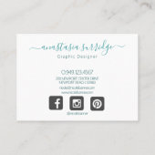 Turquoise Gold Abstract Watercolor Visitenkarte (Rückseite)