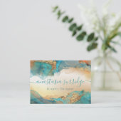 Turquoise Gold Abstract Watercolor Visitenkarte (Stehend Vorderseite)