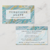 Turquoise & Gold Agate Stone Geode Marble Swirl Visitenkarte (Vorne/Hinten)