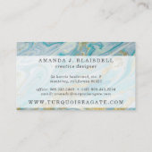 Turquoise & Gold Agate Stone Geode Marble Swirl Visitenkarte (Rückseite)