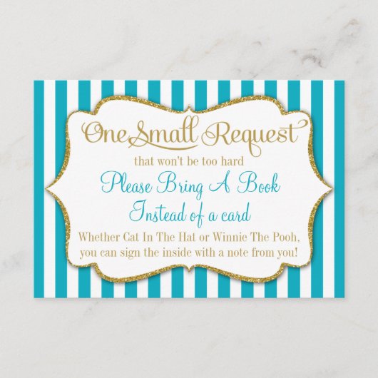 Turquoise Gold Baby Showcard Buchen Begleitkarte (Vorderseite)