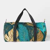 Turquoise Gold Boho Blätter Moderne Sammlung Duffle Bag (Rückseite)