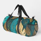 Turquoise Gold Boho Blätter Moderne Sammlung Duffle Bag (Rechte Ecke)