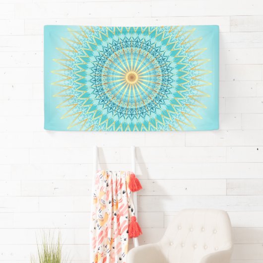 Turquoise Gold Boho Mandala Banner (Insitu)