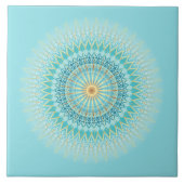 Turquoise Gold Boho Mandala Fliese (Vorderseite)