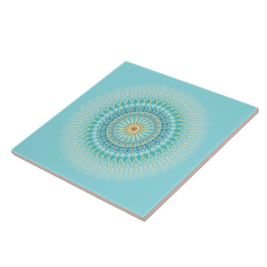Turquoise Gold Boho Mandala Fliese (Seite)