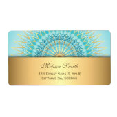 Turquoise Gold Boho Mandala Label (Vorne)