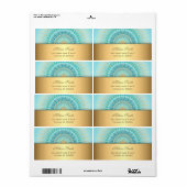 Turquoise Gold Boho Mandala Label (Vorne)
