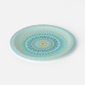Turquoise Gold Boho Mandala Pappteller (Schrägansicht)