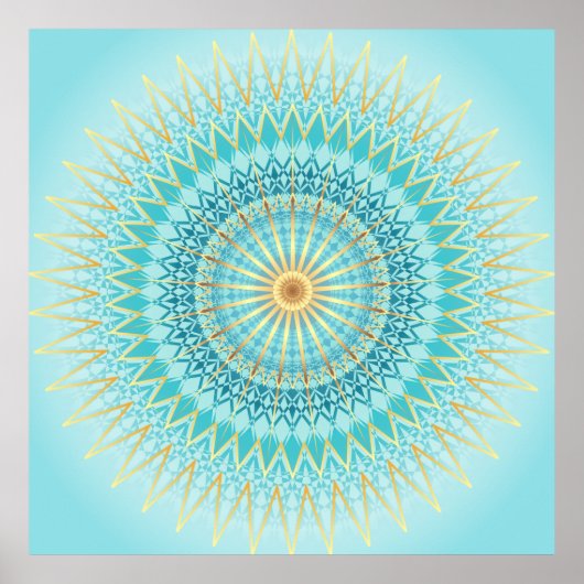 Turquoise Gold Boho Mandala Poster (Vorne)