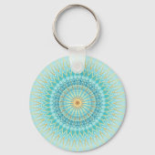 Turquoise Gold Boho Mandala Schlüsselanhänger (Rückseite)