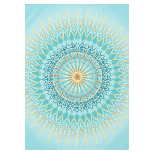 Turquoise Gold Boho Mandala Tischdecke (Vorderseite)