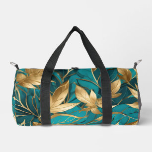 Turquoise Gold Boho Popular Blätter Collection Duffle Bag