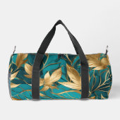 Turquoise Gold Boho Popular Blätter Collection Duffle Bag (Rückseite)