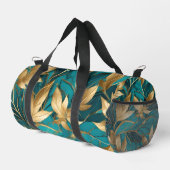 Turquoise Gold Boho Popular Blätter Collection Duffle Bag (Rechte Ecke)