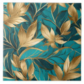 Turquoise Gold Boho Popular Blätter Collection Fliese (Vorderseite)
