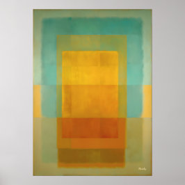 Turquoise Gold Color Field Abstract Modern Art Poster