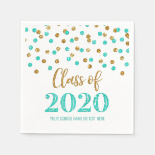 Turquoise Gold Confetti Class 2020 Abschluss Serviette