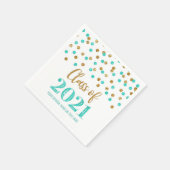 Turquoise Gold Confetti Class of 2021 Abschluss Serviette (Ecke)